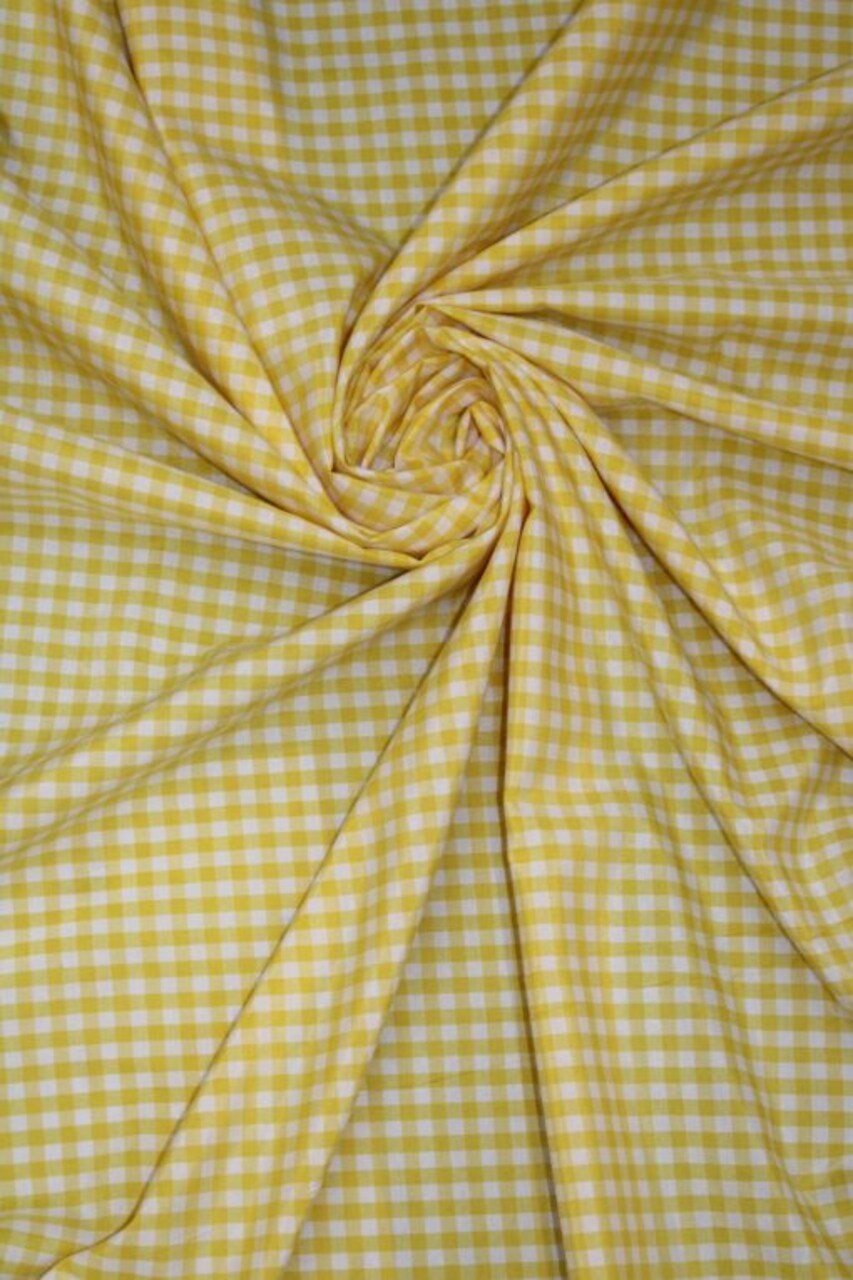 1 Yard Yellow 1/4″ Gingham Checkered Poly Cotton Fabric 58/59 Inch Wide Lightweight Multi-Purpose Fabric